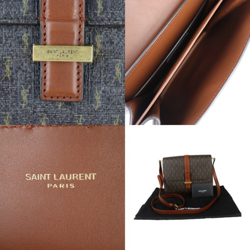 SAINT LAURENT Brown Monogram Leather Shoulder Bag - Picture 9 of 9